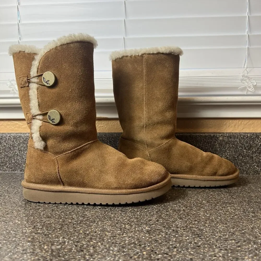 Koolaburra By Ugg 1096409 Chestnut Winter Boots Women Sz 6 Sherpa Lining Pull On